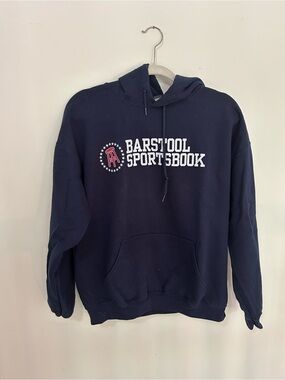 Barstool Sports Navy Logo Hoodie - Men’s Sweatshirt
